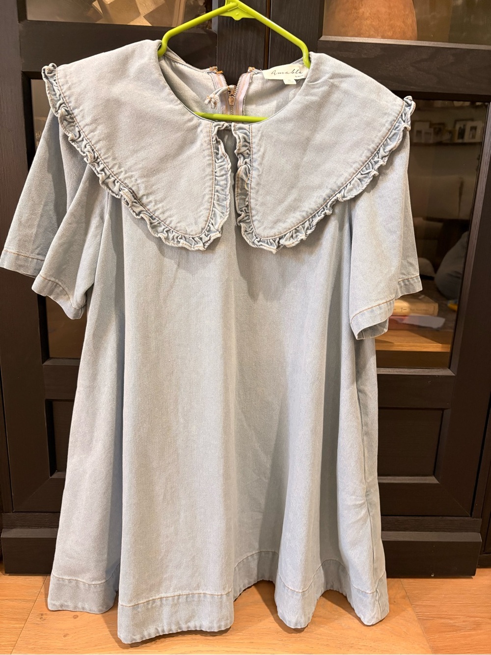Annabelle Denim Dress with Ruffle Collar